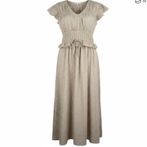 Moon River Tan and White Midi Dress Size M